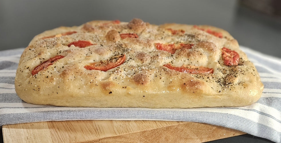 Focaccia with Tomato and Basil