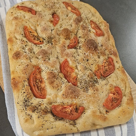 Focaccia with Tomato and Basil