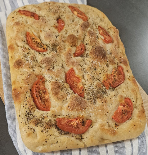 Focaccia with Tomato and Basil